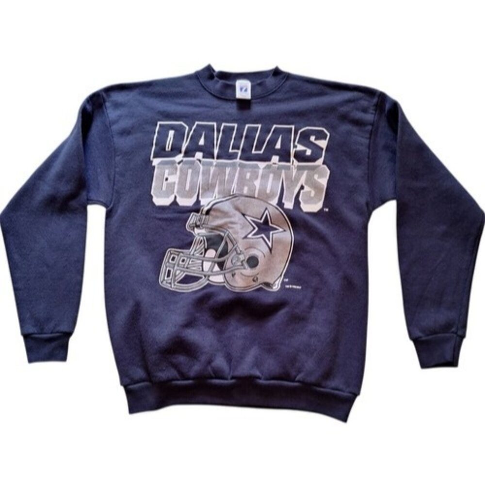 Vintage Dallas Cowboys Large Crewneck Sweatshirt Logo 7 NFL 90s Blue USA Made
